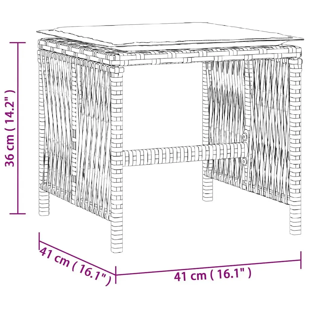 Garden Stools Poly Rattan 41x41x36 cm Grey with Cushions 4 Piece