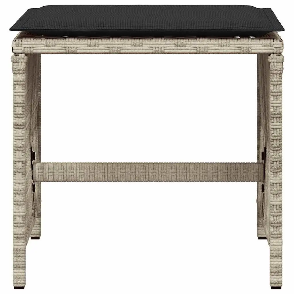 Garden Stools Poly Rattan 41x41x36 cm Grey with Cushions 4 Piece