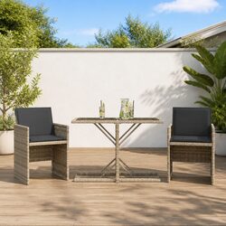 Durable 3 Piece Grey Outdoor Bistro Set with Cushions