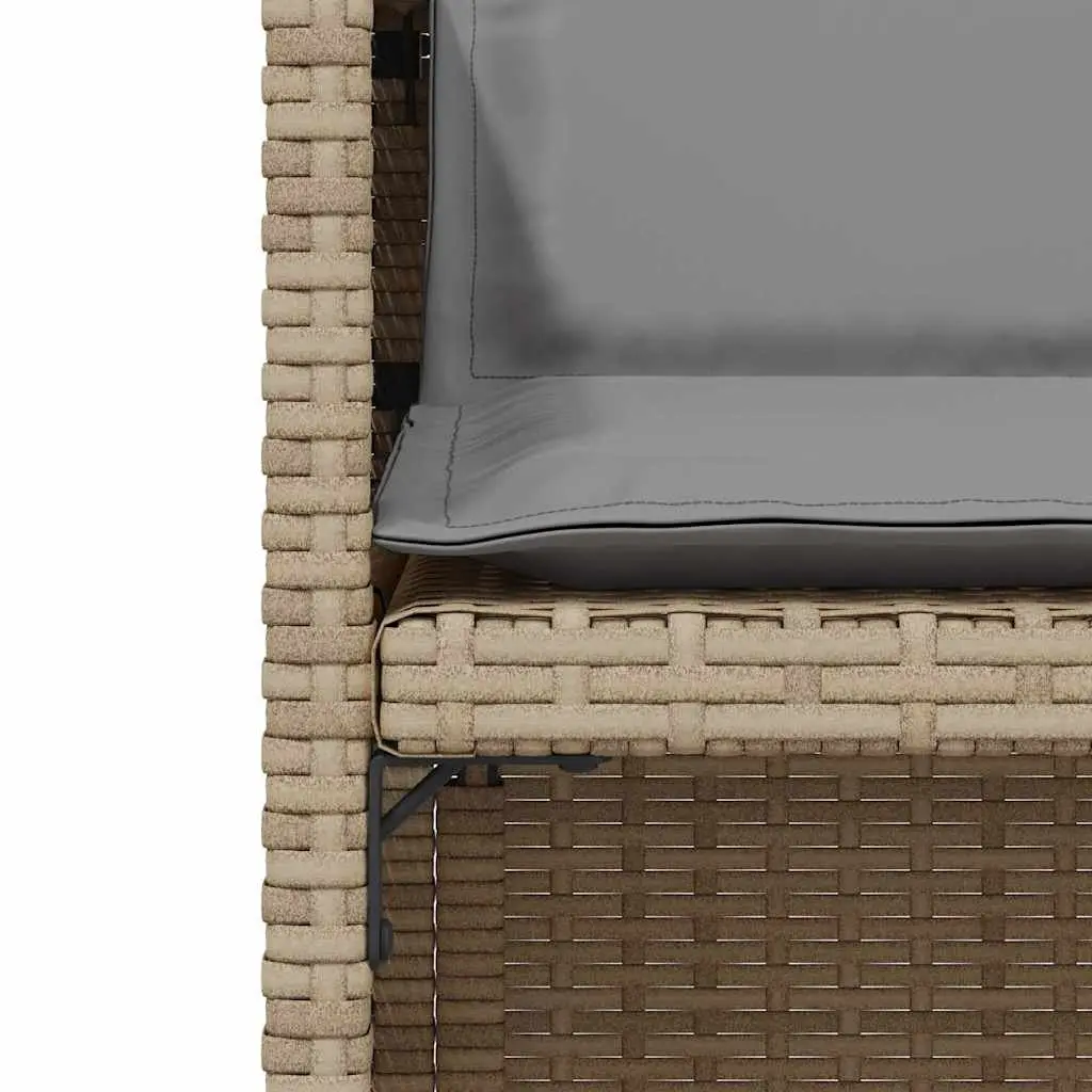 Beige Poly Rattan 3 Piece Bistro Set with Cushions
