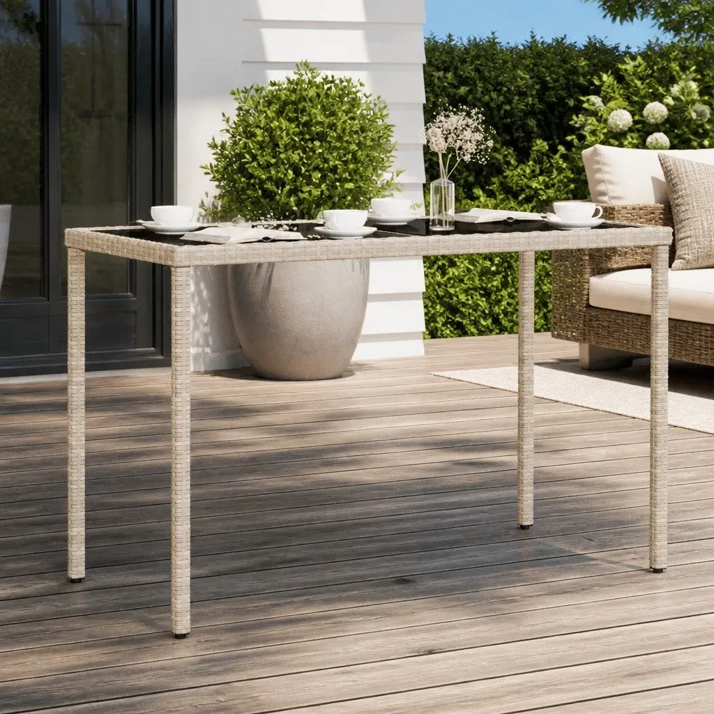 Grey Glass Top Garden Table for Outdoor Use