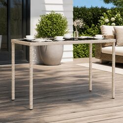 Stylish Grey Glass Top Garden Table for Outdoor Use