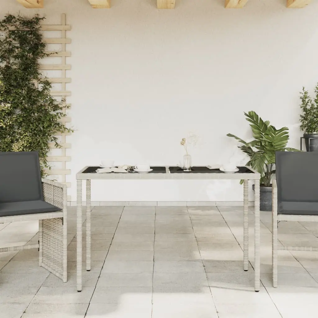 Grey Glass Top Garden Table for Outdoor Use