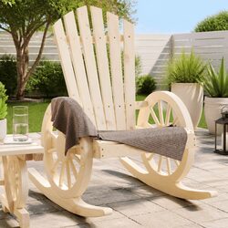 Solid Fir Wood Rocking Adirondack Chair in Brown