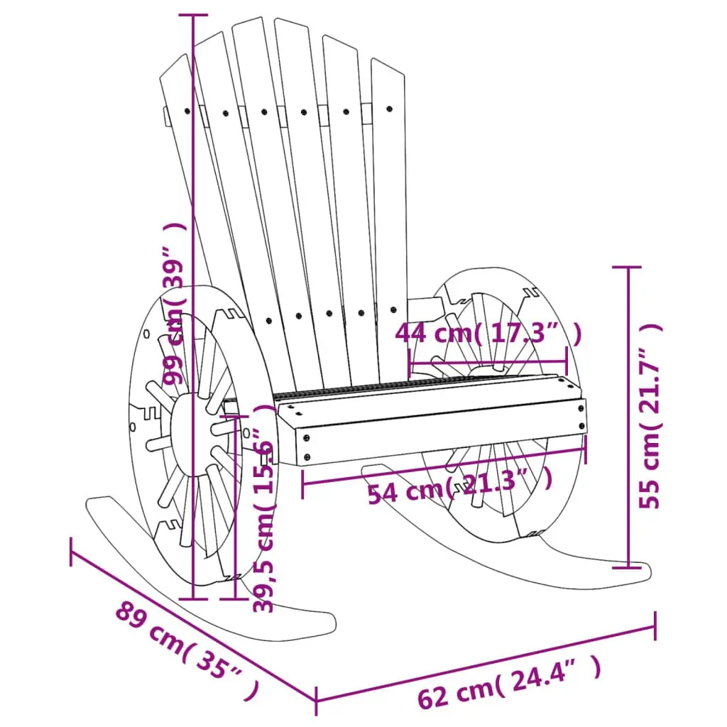 Rocking Adirondack Chair Solid Fir Wood Outdoor Garden Lounge Seat Brown