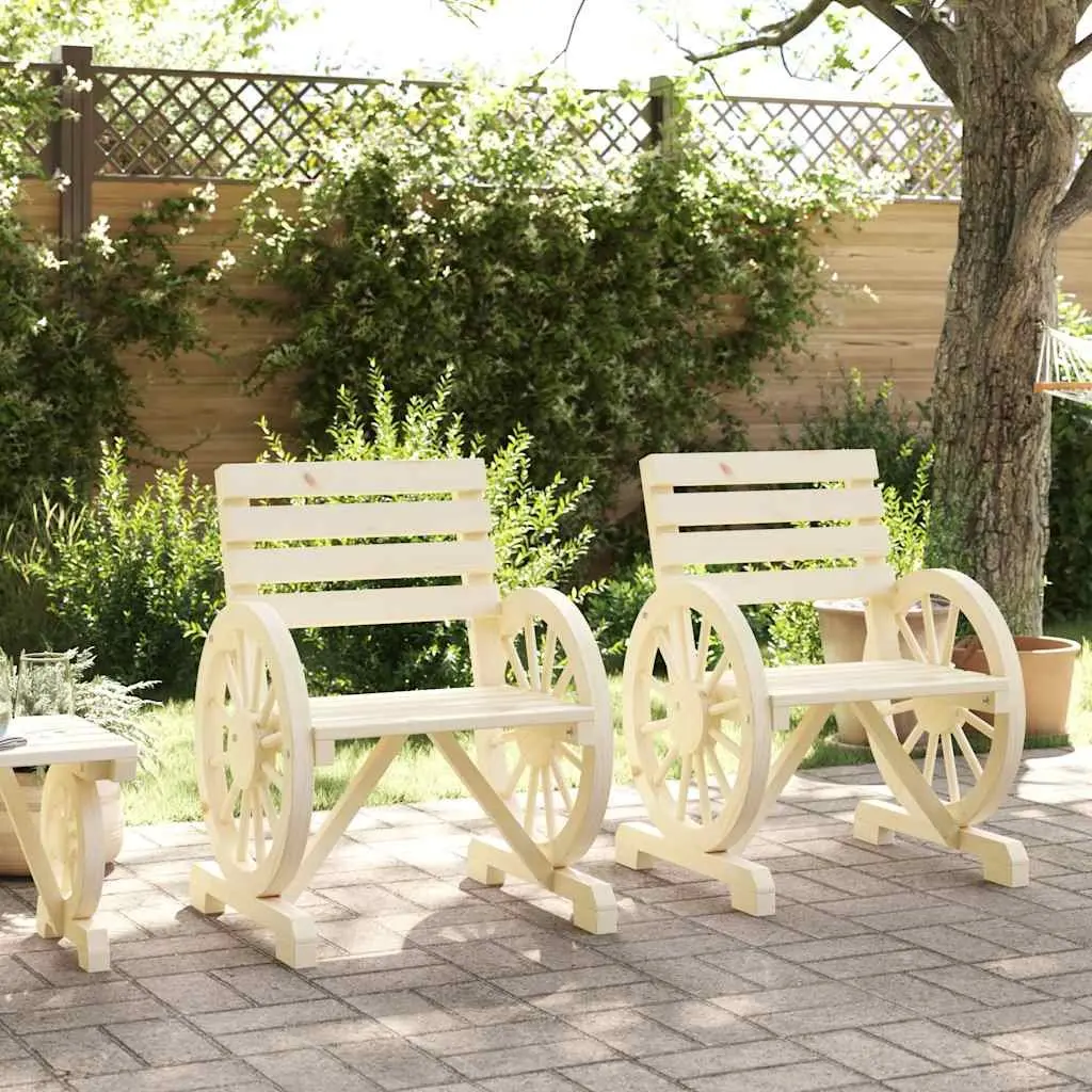 Outdoor Garden Chairs 2 pcs Solid Wood Fir Brown Patio Seating Armrest Backrest