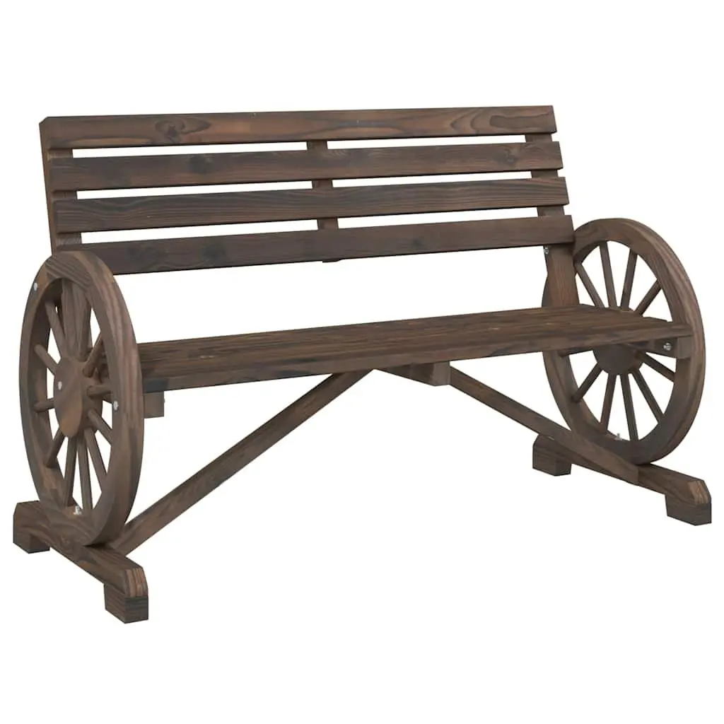 Wooden Garden Bench for Two with Backrest and Armrests