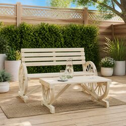 Solid Fir Wood 2 Piece Garden Lounge Set with Coffee Table