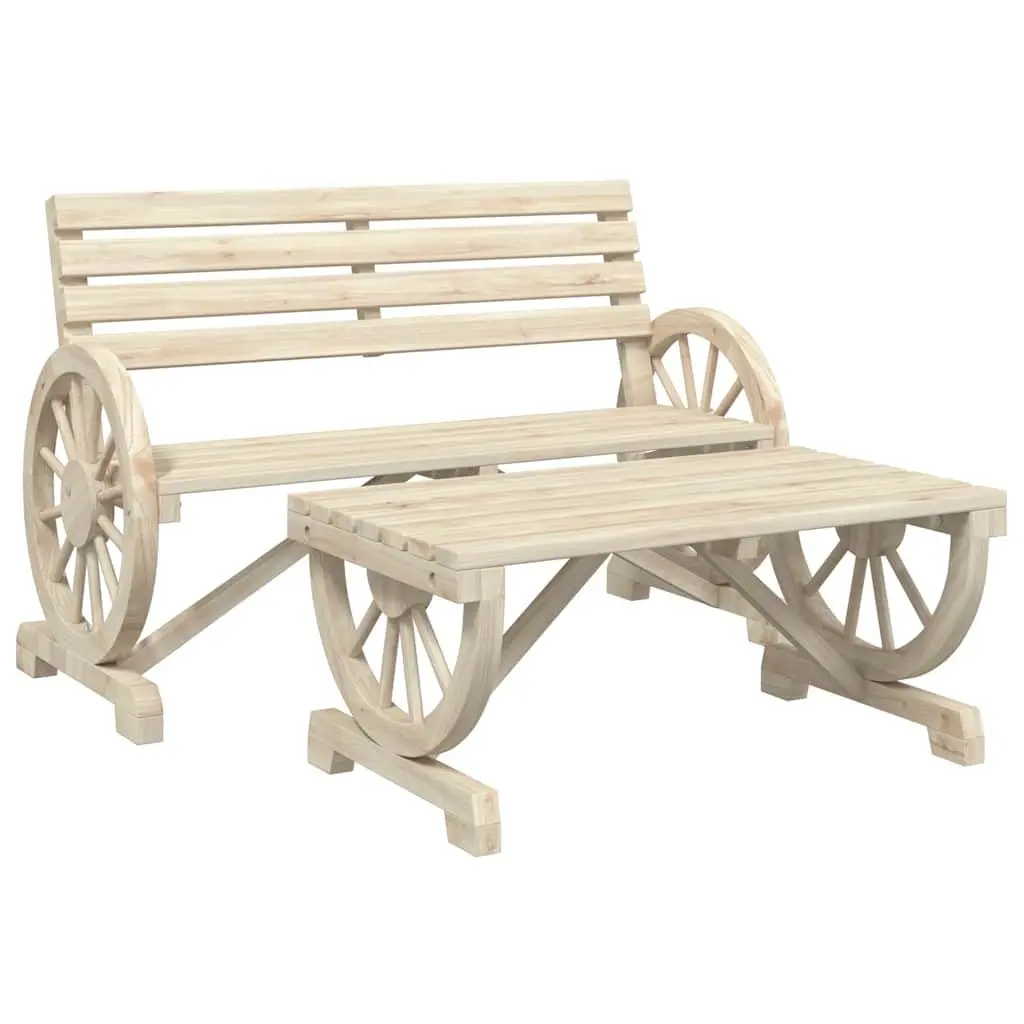 Solid Fir Wood 2 Piece Garden Lounge Set with Coffee Table