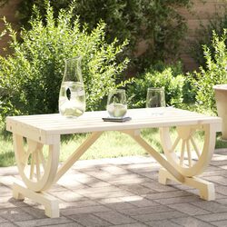 Outdoor Solid Fir Coffee Table with Wagon Wheel Design