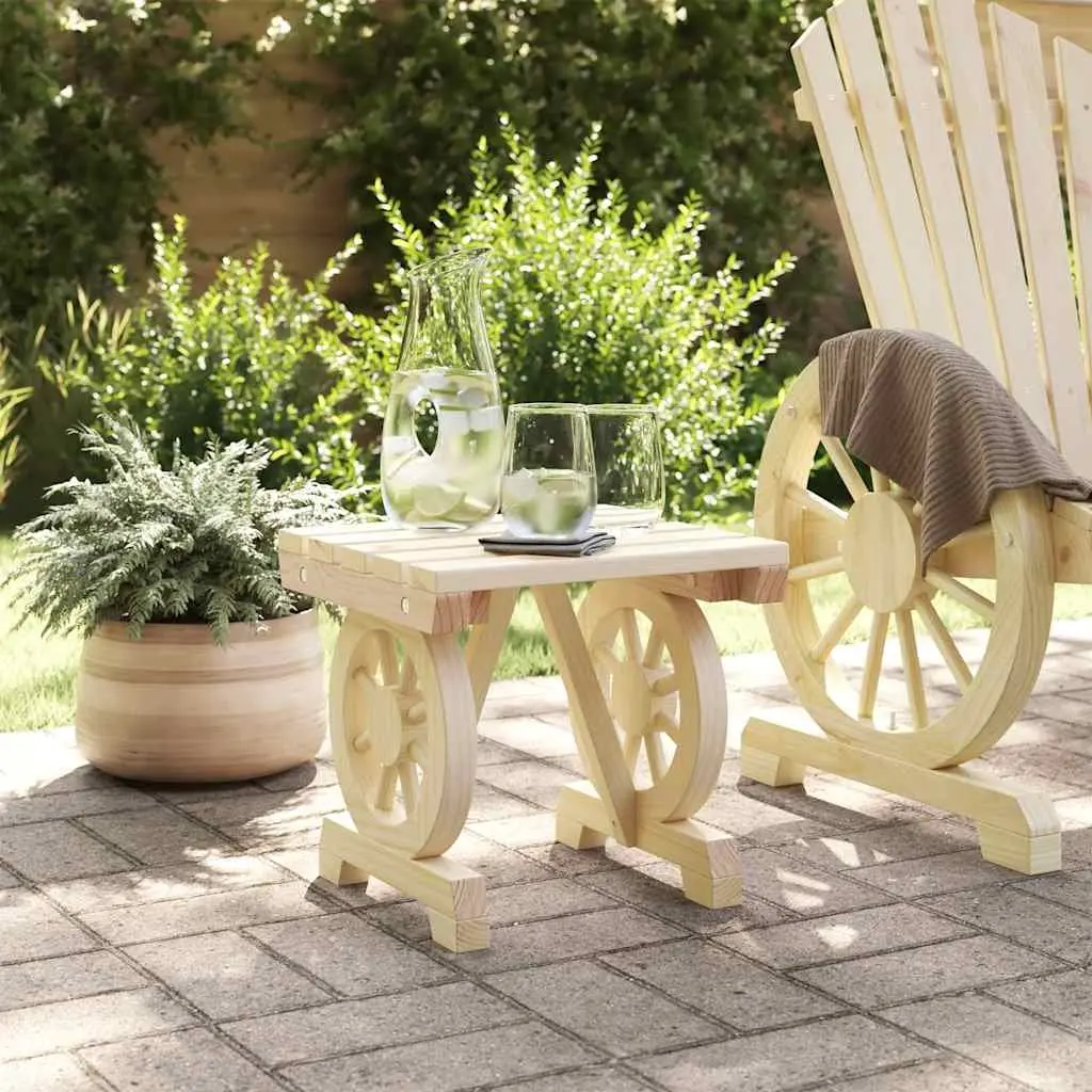 Footstool Ottoman Solid Wood Fir Brown Outdoor Garden Patio Wagon Wheel