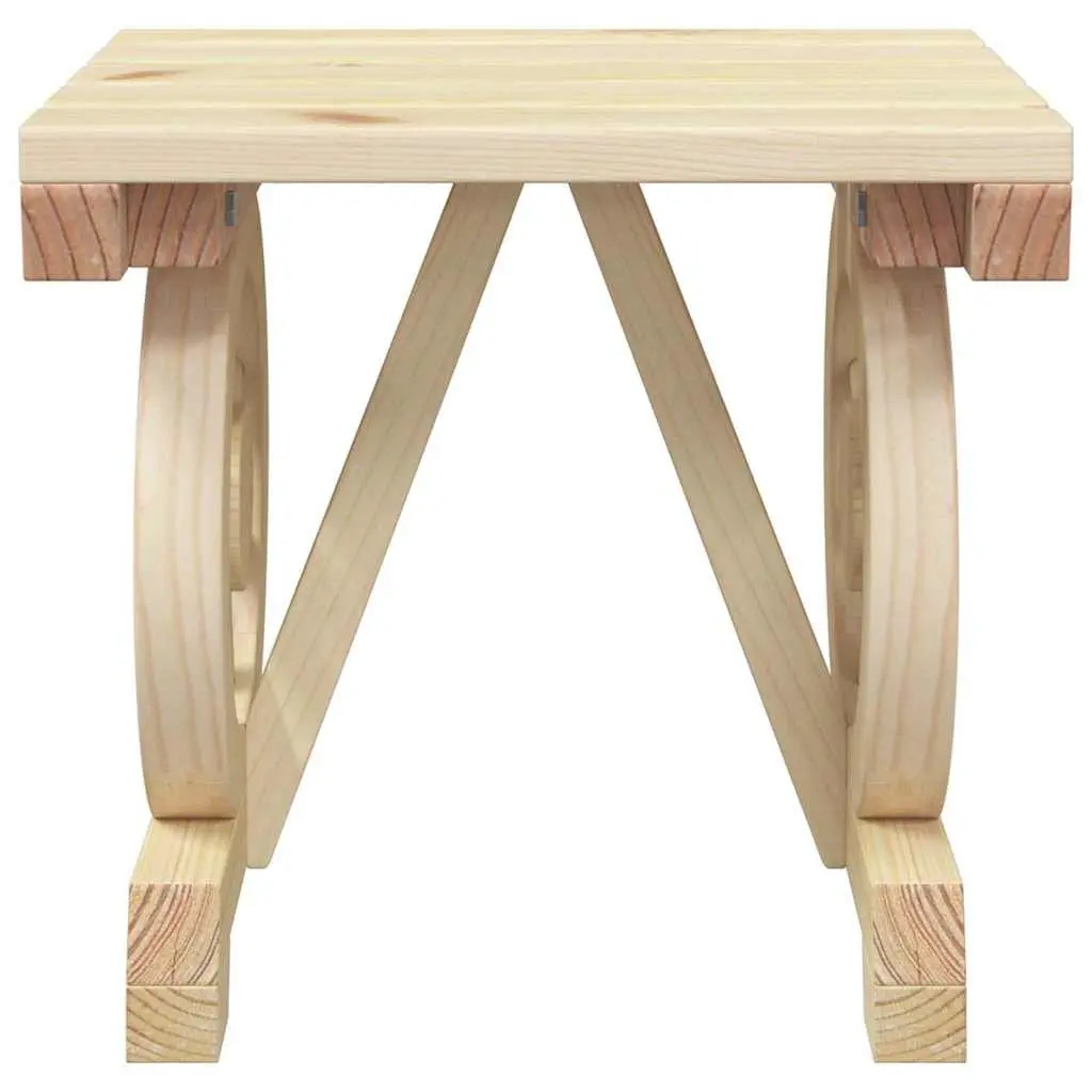 Footstool Ottoman Solid Wood Fir Brown Outdoor Garden Patio Wagon Wheel