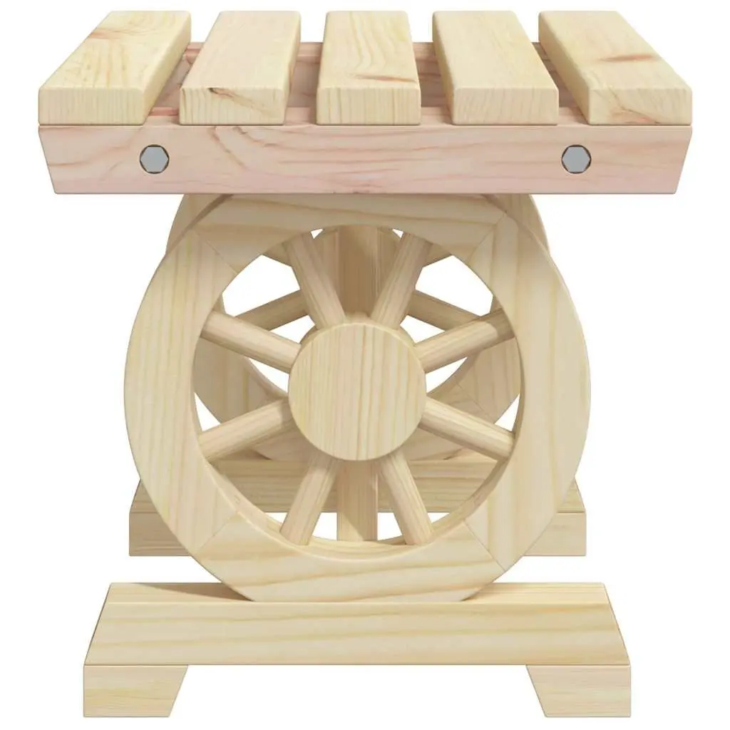 Footstool Ottoman Solid Wood Fir Brown Outdoor Garden Patio Wagon Wheel