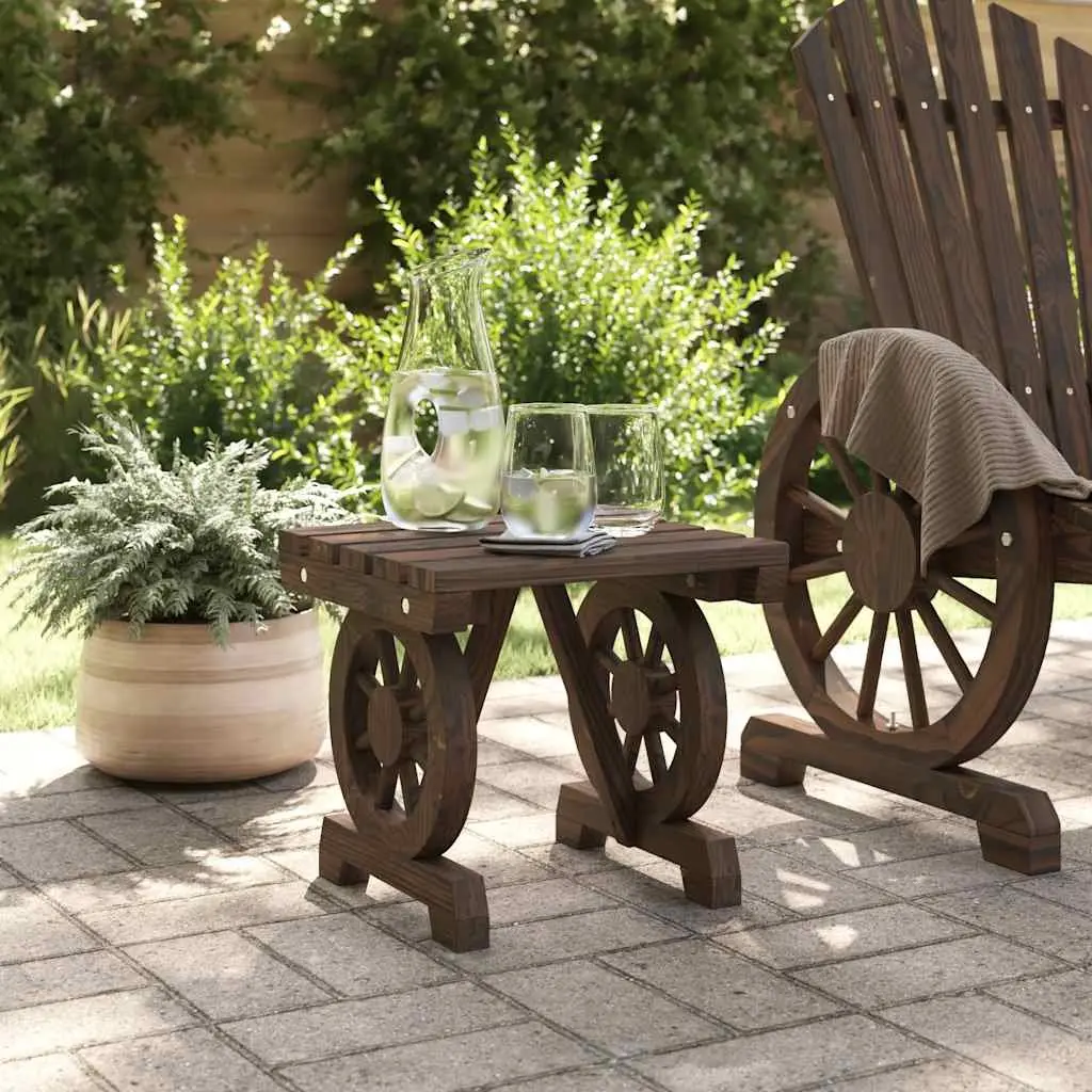 Footstool Solid Wood Fir Brown Outdoor Garden Ottoman