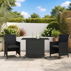Elegant Black Outdoor Seating Set with Cushions and Table