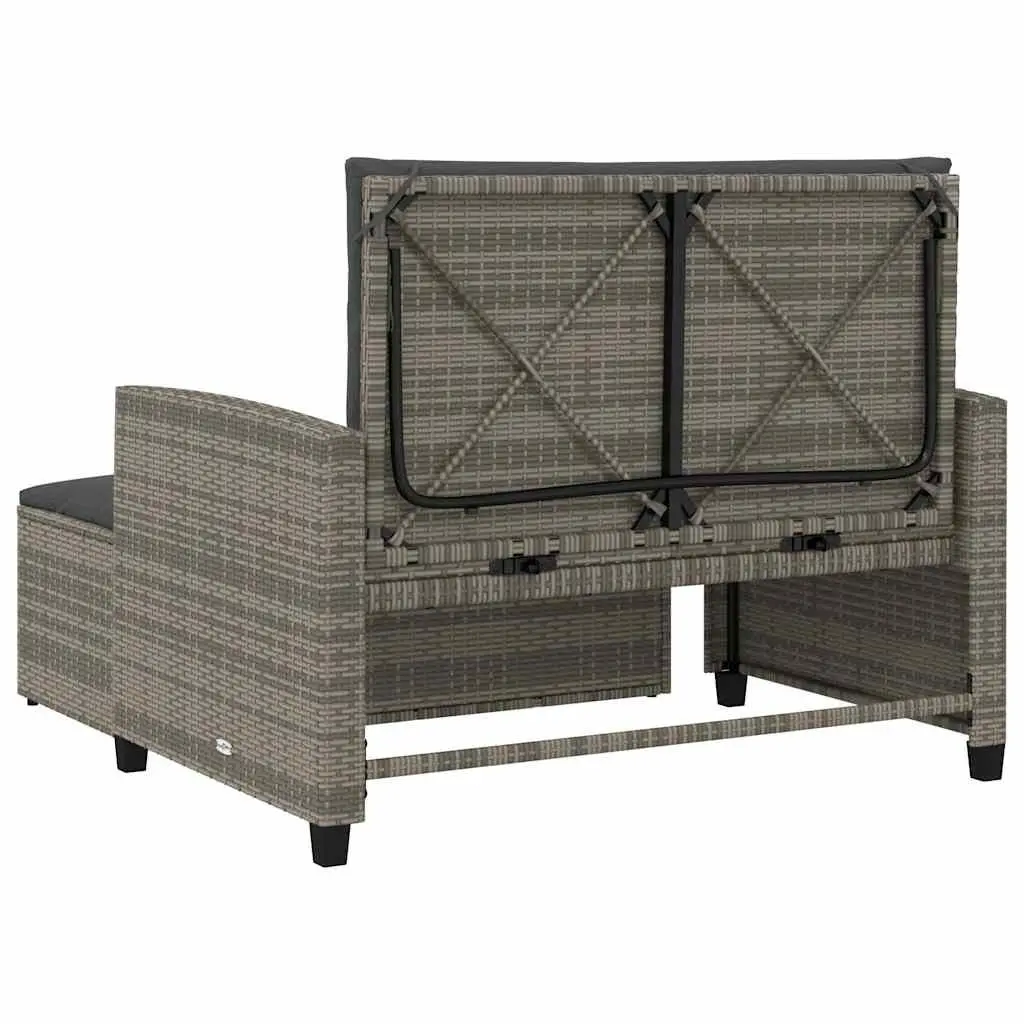 2-Seater Garden Sofa Bed Grey Poly Rattan with Cushions