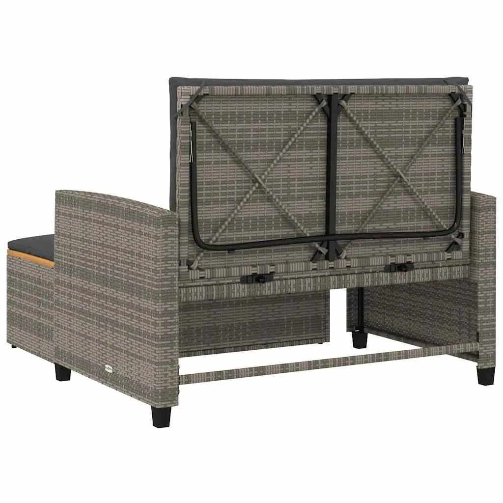 2-Seater Garden Sofa Bed with Footstool in Grey