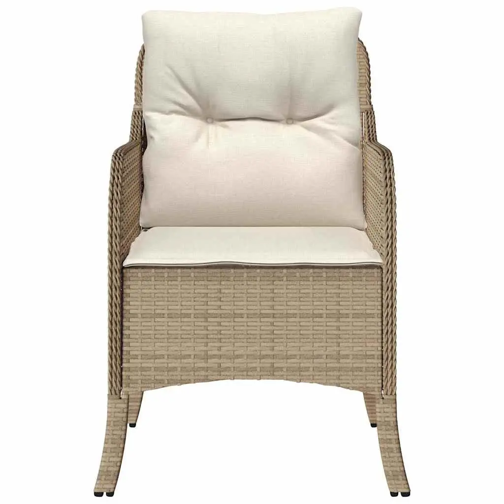 Outdoor Garden Chairs Poly Rattan 2 Piece Beige with Cushions