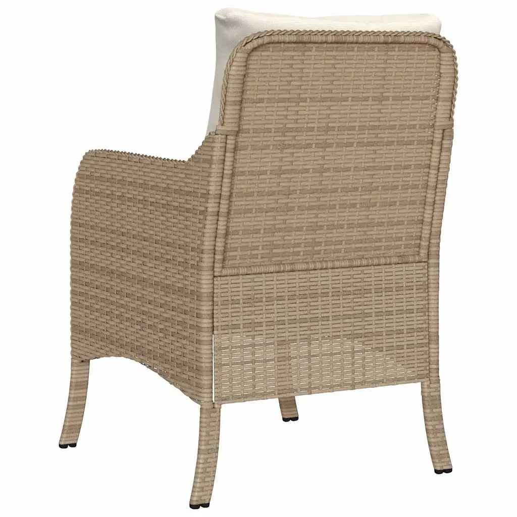 Outdoor Garden Chairs Poly Rattan 2 Piece Beige with Cushions