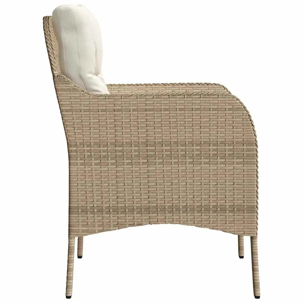 Outdoor Garden Chairs Poly Rattan 2 Piece Beige with Cushions