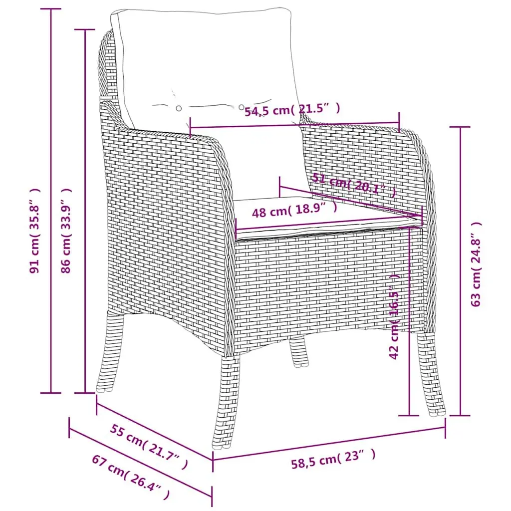 Outdoor Garden Chairs Poly Rattan 2 Piece Beige with Cushions