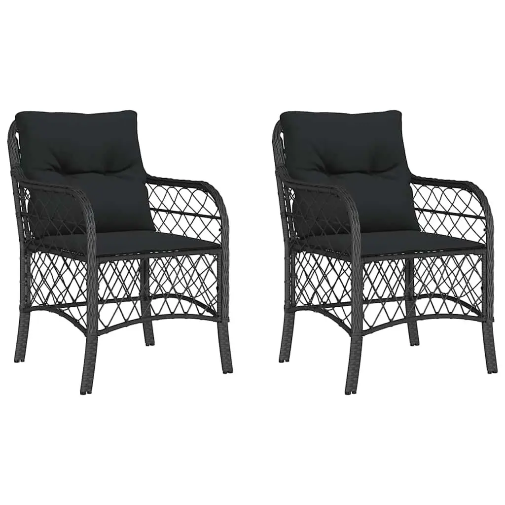 Outdoor Garden Chairs Poly Rattan 2 pcs Black