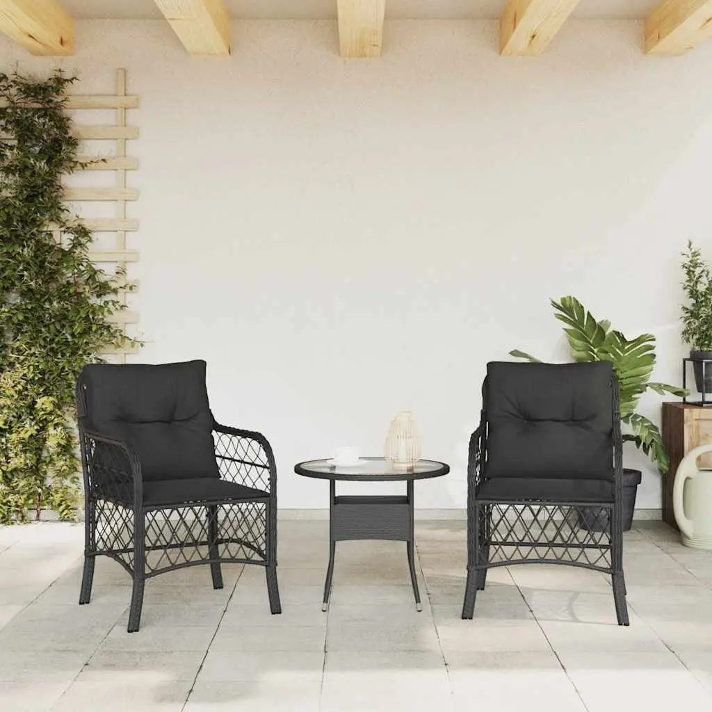 Outdoor Garden Chairs Poly Rattan 2 pcs Black