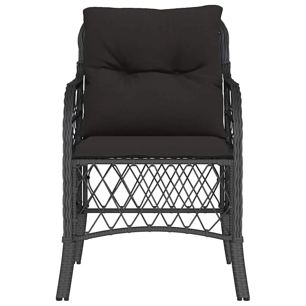 Outdoor Garden Chairs Poly Rattan 2 pcs Black
