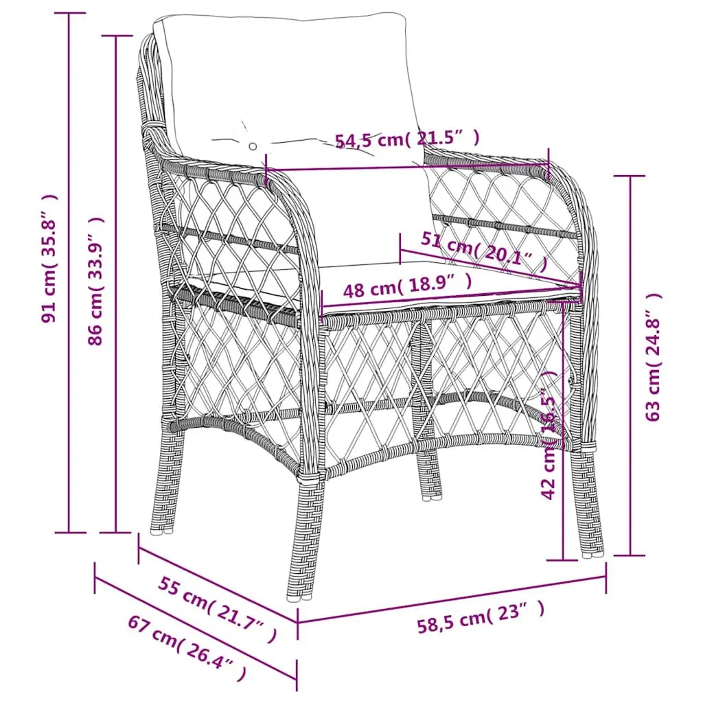 Outdoor Garden Chairs Poly Rattan 2 pcs Black