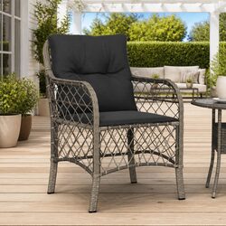 Durable Grey Poly Rattan Outdoor Chairs - 2 Pcs Set