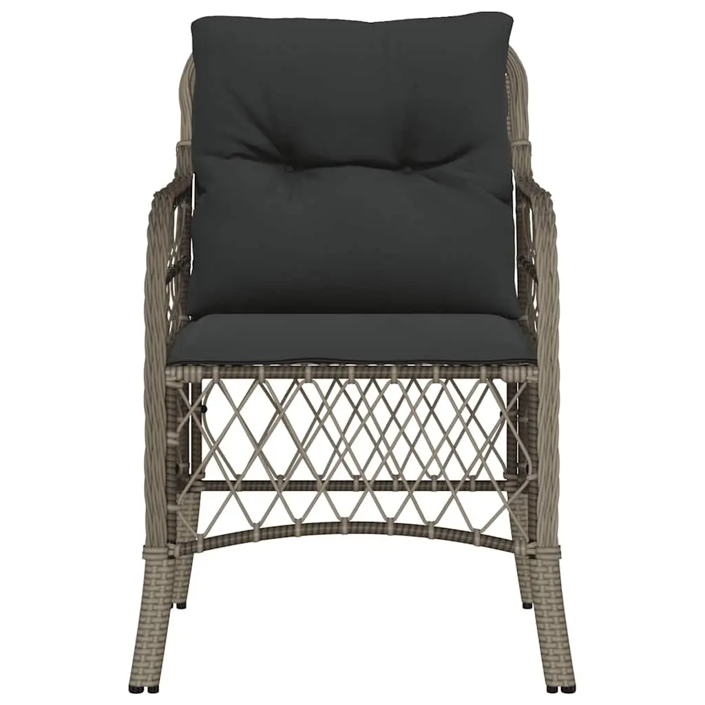 Outdoor Garden Chairs 2 Pcs Grey Poly Rattan Cushioned Seating Furniture