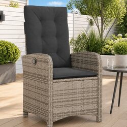 Durable Grey Reclining Garden Chair with Cushions