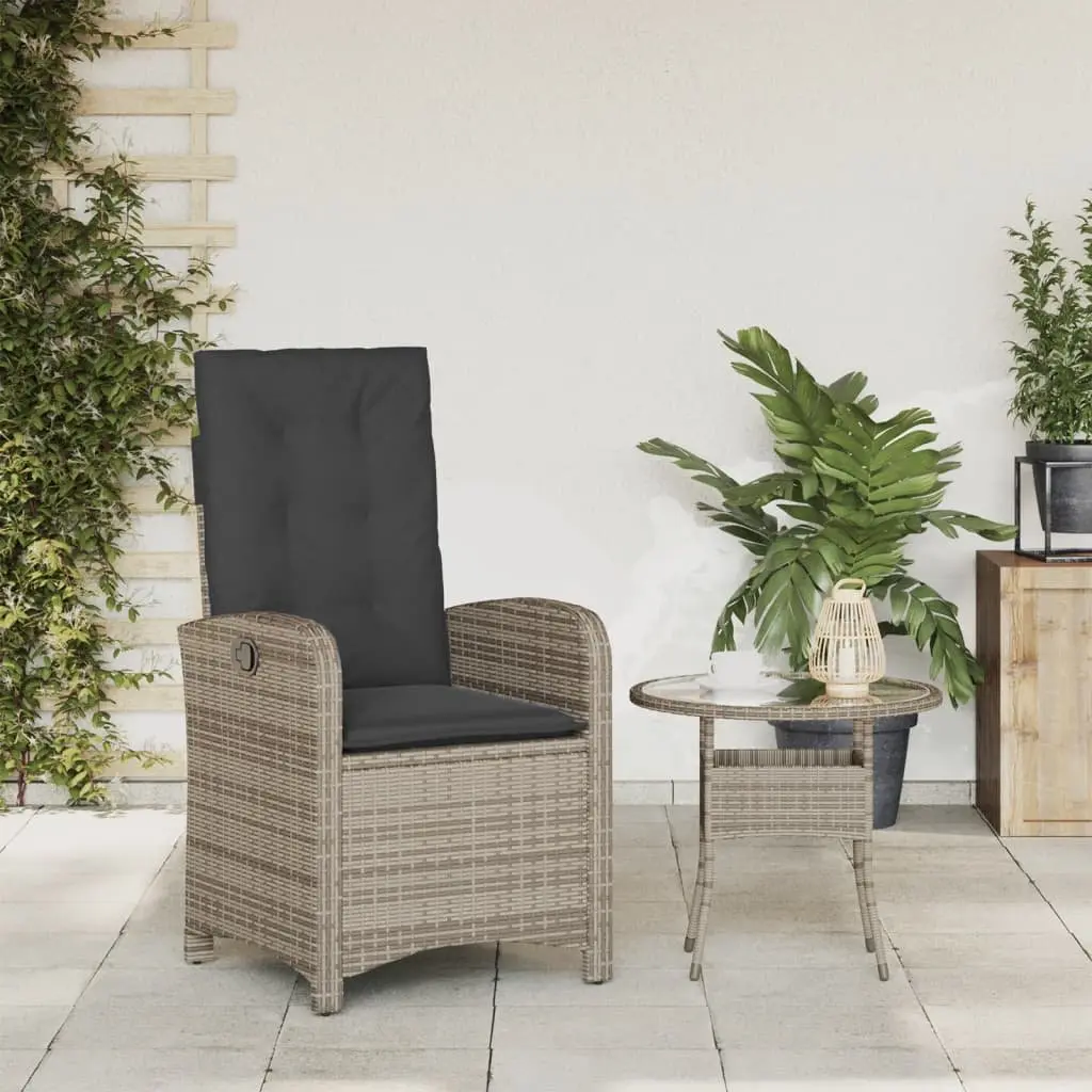 Reclining Garden Chair Powder-coated Steel Adjustable Backrest Grey