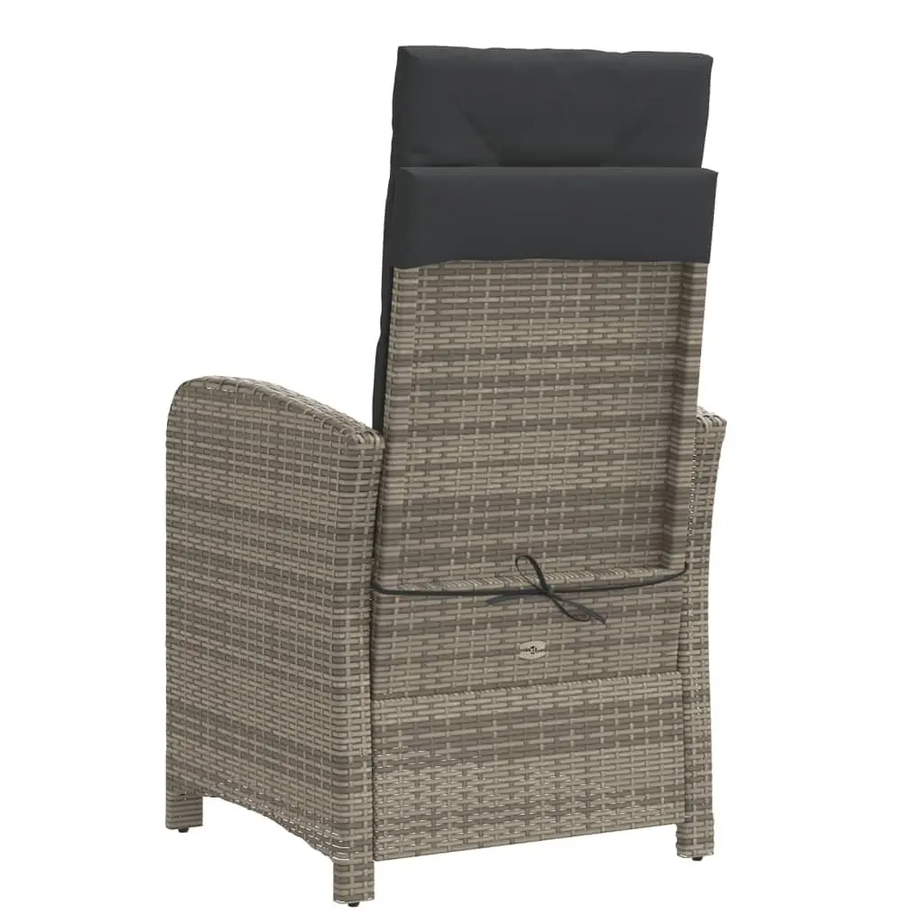 Reclining Garden Chair Powder-coated Steel Adjustable Backrest Grey