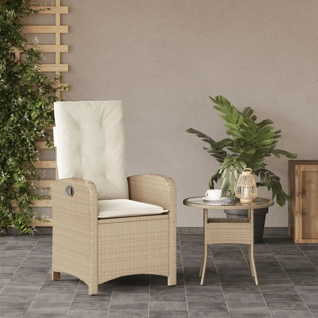Beige Reclining Garden Chair with Adjustable Backrest