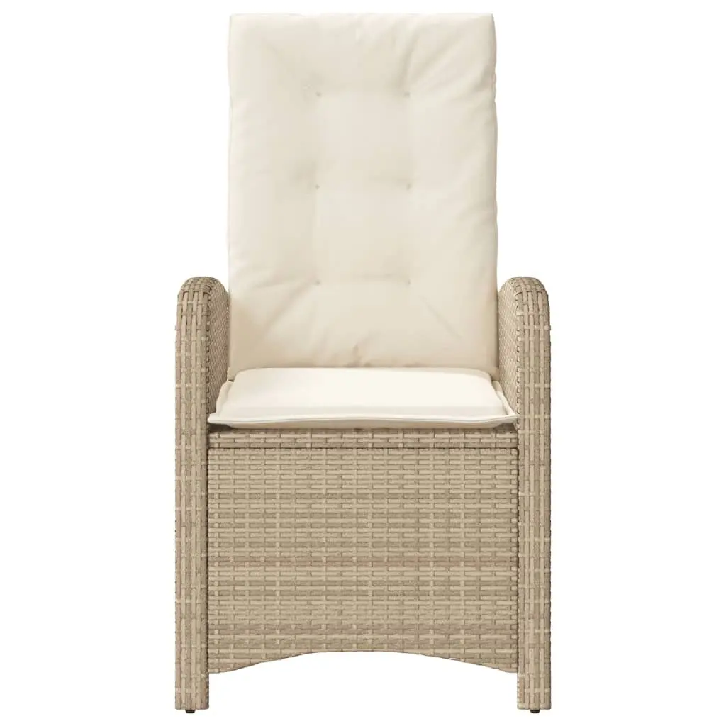 Beige Reclining Garden Chair with Adjustable Backrest