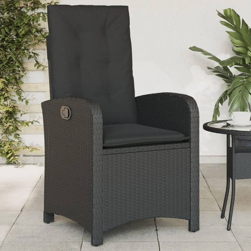 Reclining Garden Chairs PE Rattan Adjustable Black 2 pcs with Cushions