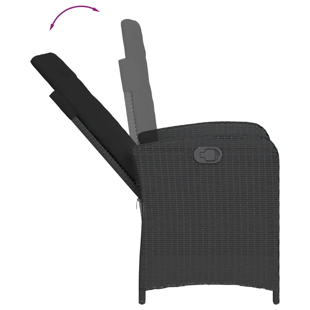 Reclining Garden Chairs PE Rattan Adjustable Black 2 pcs with Cushions