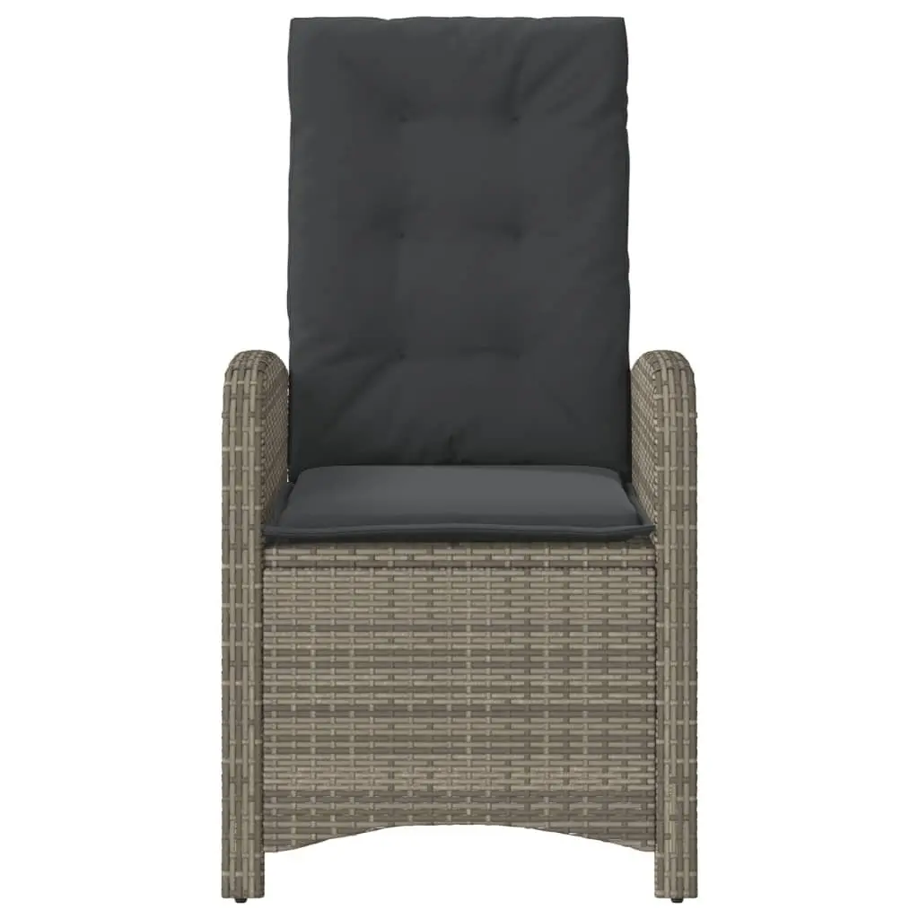 Reclining Garden Chairs PE Rattan Steel Adjustable Grey 2 Piece with Cushions