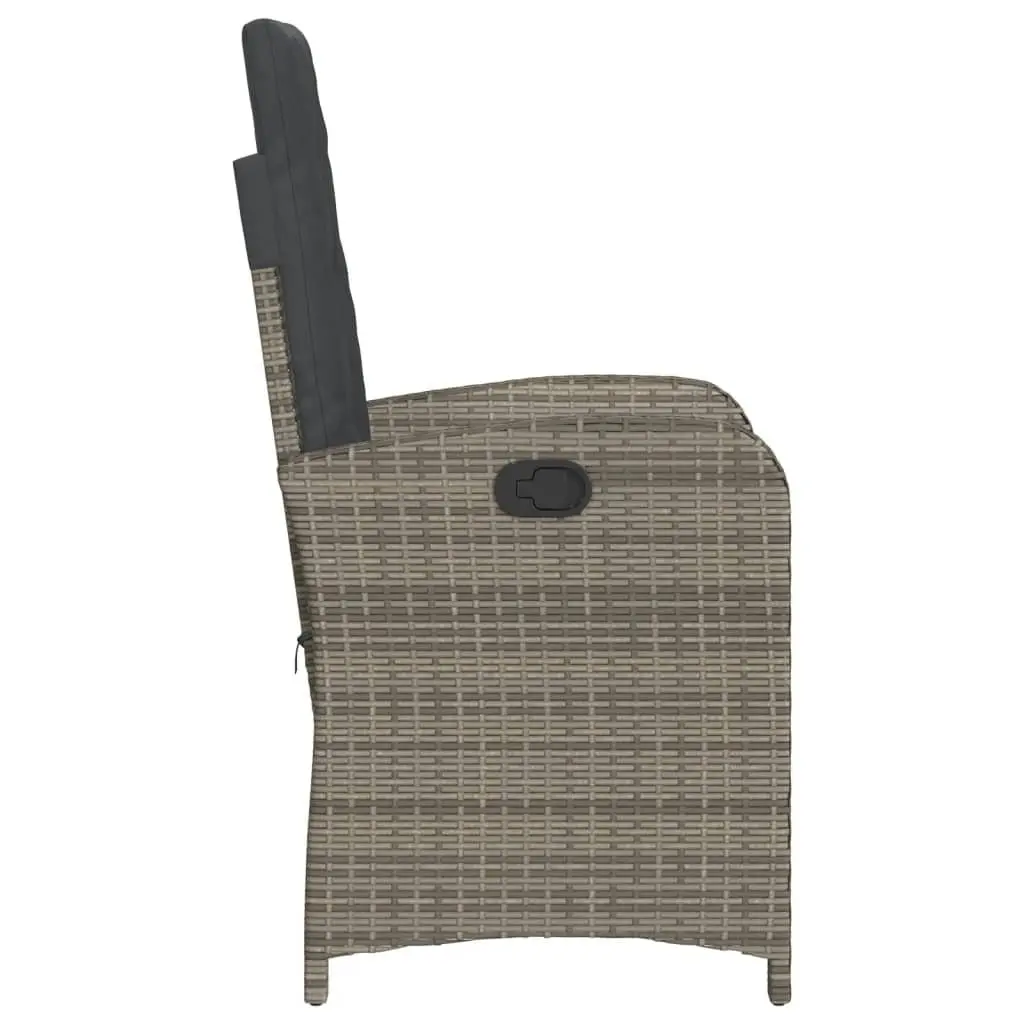 Reclining Garden Chairs PE Rattan Steel Adjustable Grey 2 Piece with Cushions