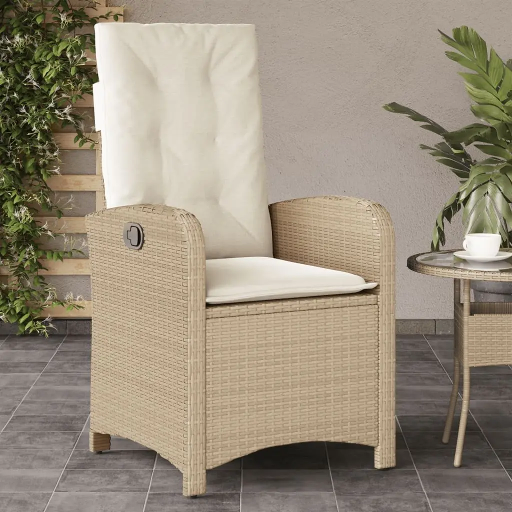 Reclining Garden Chairs Poly Rattan 2 Piece Set Beige with Cushions