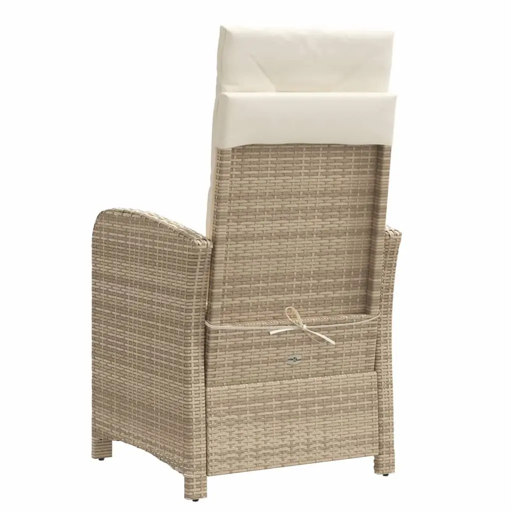 Reclining Garden Chairs Poly Rattan 2 Piece Set Beige with Cushions