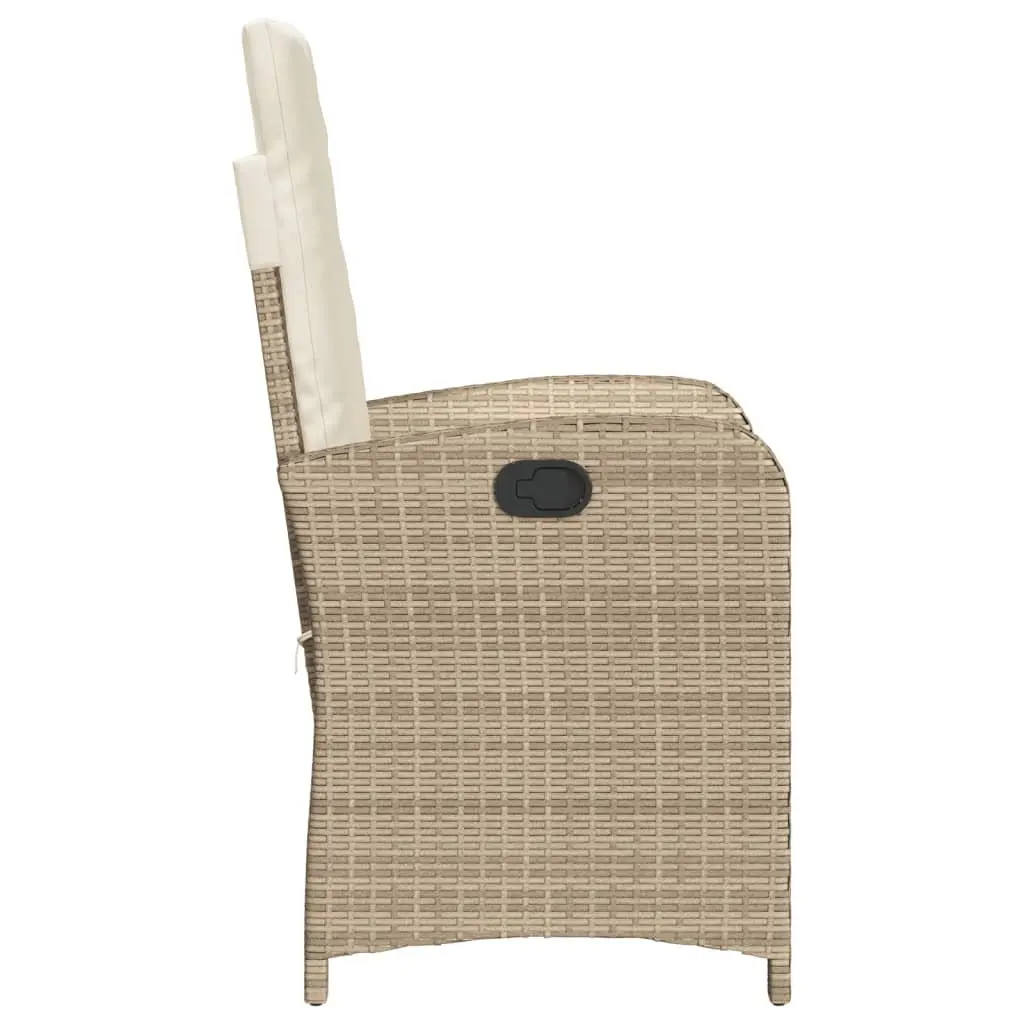 Reclining Garden Chairs Poly Rattan 2 Piece Set Beige with Cushions