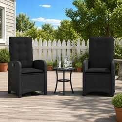 Sturdy Black Outdoor Bistro Set with Cushions for Garden