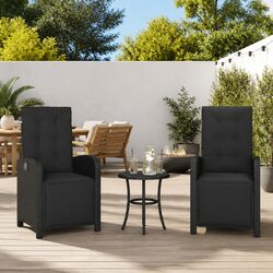 High-Quality Outdoor Reclining Garden Chairs 2pcs Black