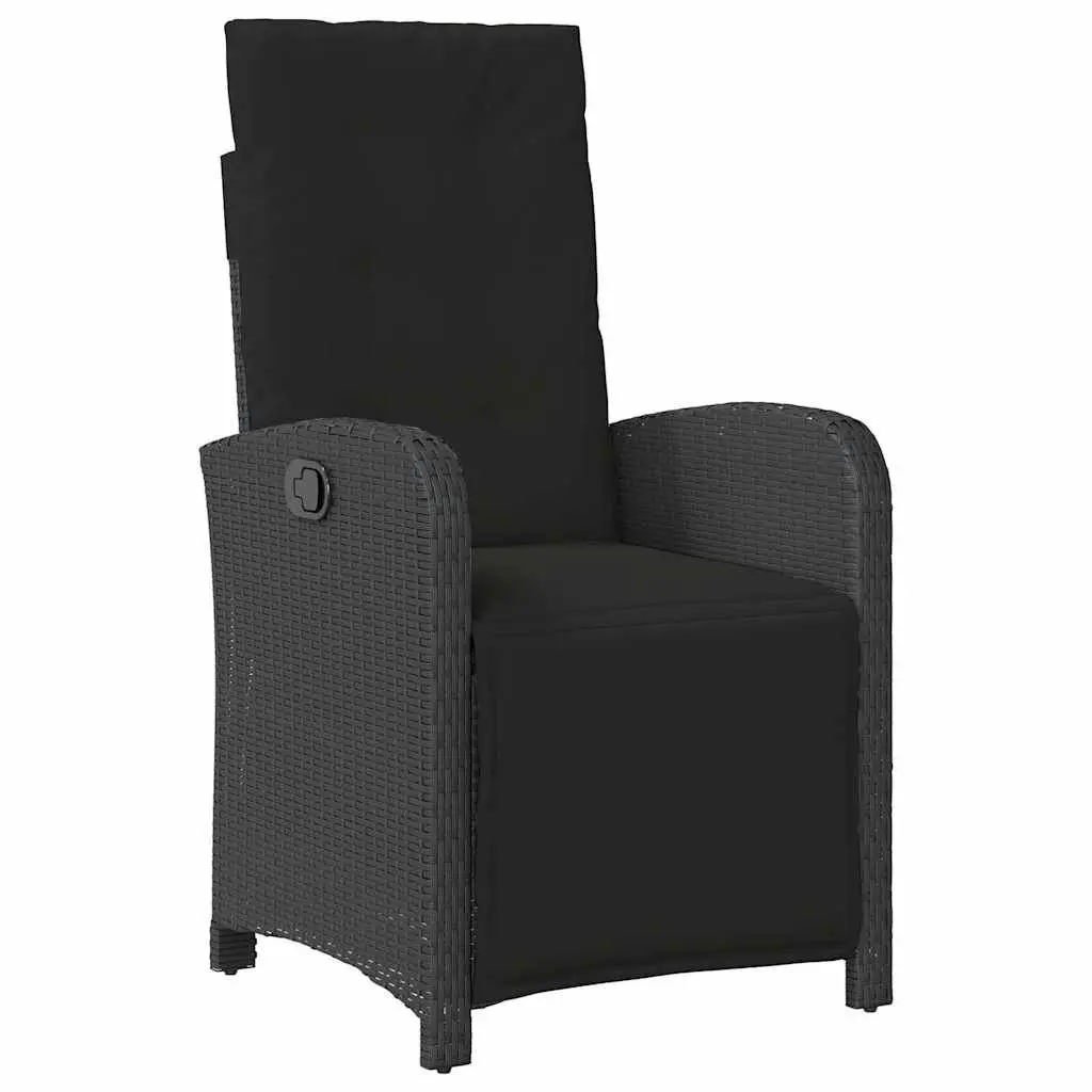 Reclining Garden Chairs PE Rattan Powder-Coated Steel 2 Piece Black