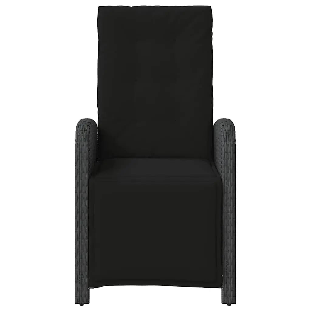 Reclining Garden Chairs PE Rattan Powder-Coated Steel 2 Piece Black