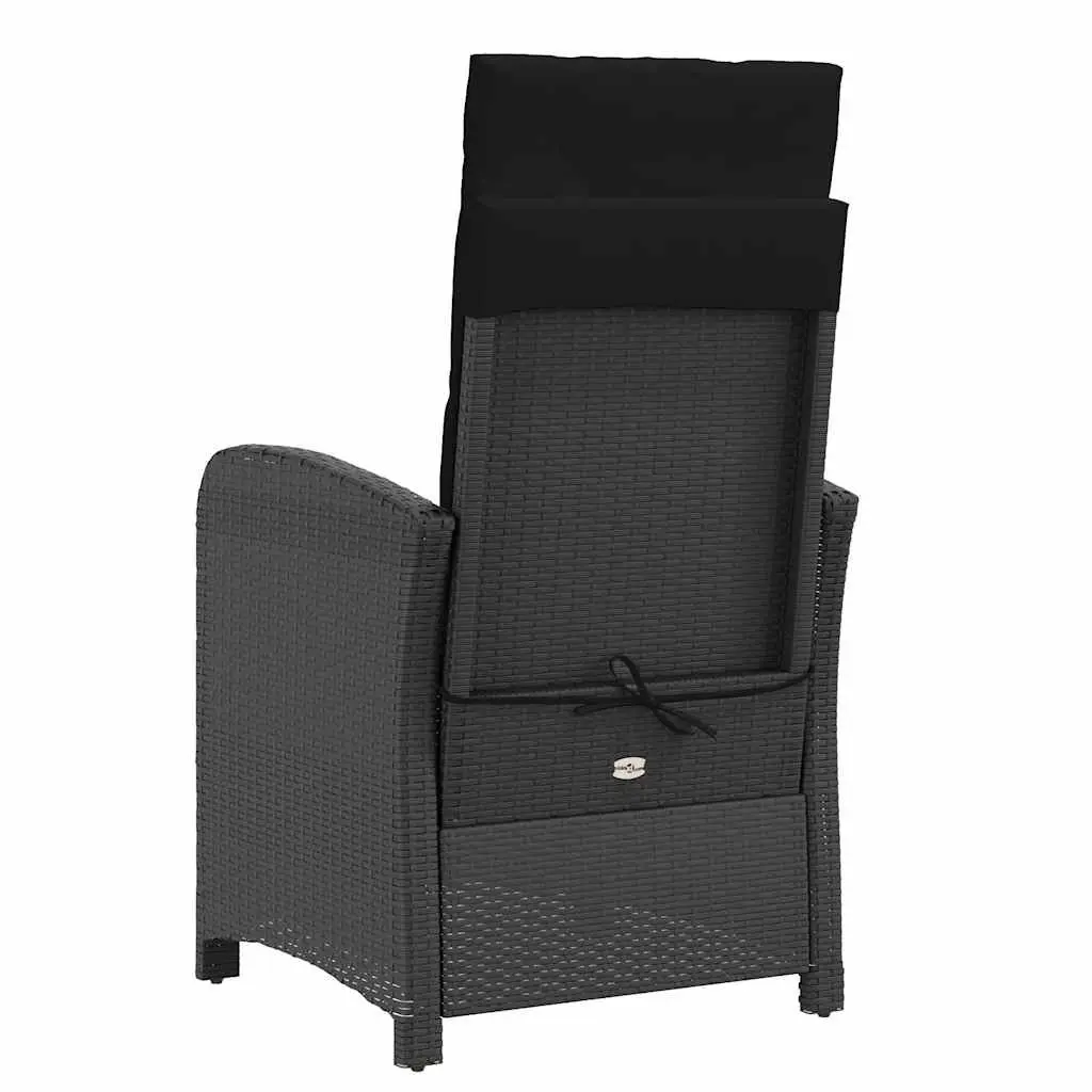 Reclining Garden Chairs PE Rattan Powder-Coated Steel 2 Piece Black