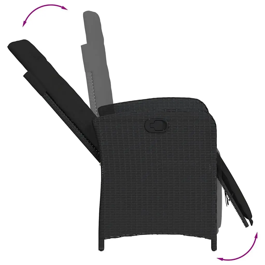 Reclining Garden Chairs PE Rattan Powder-Coated Steel 2 Piece Black