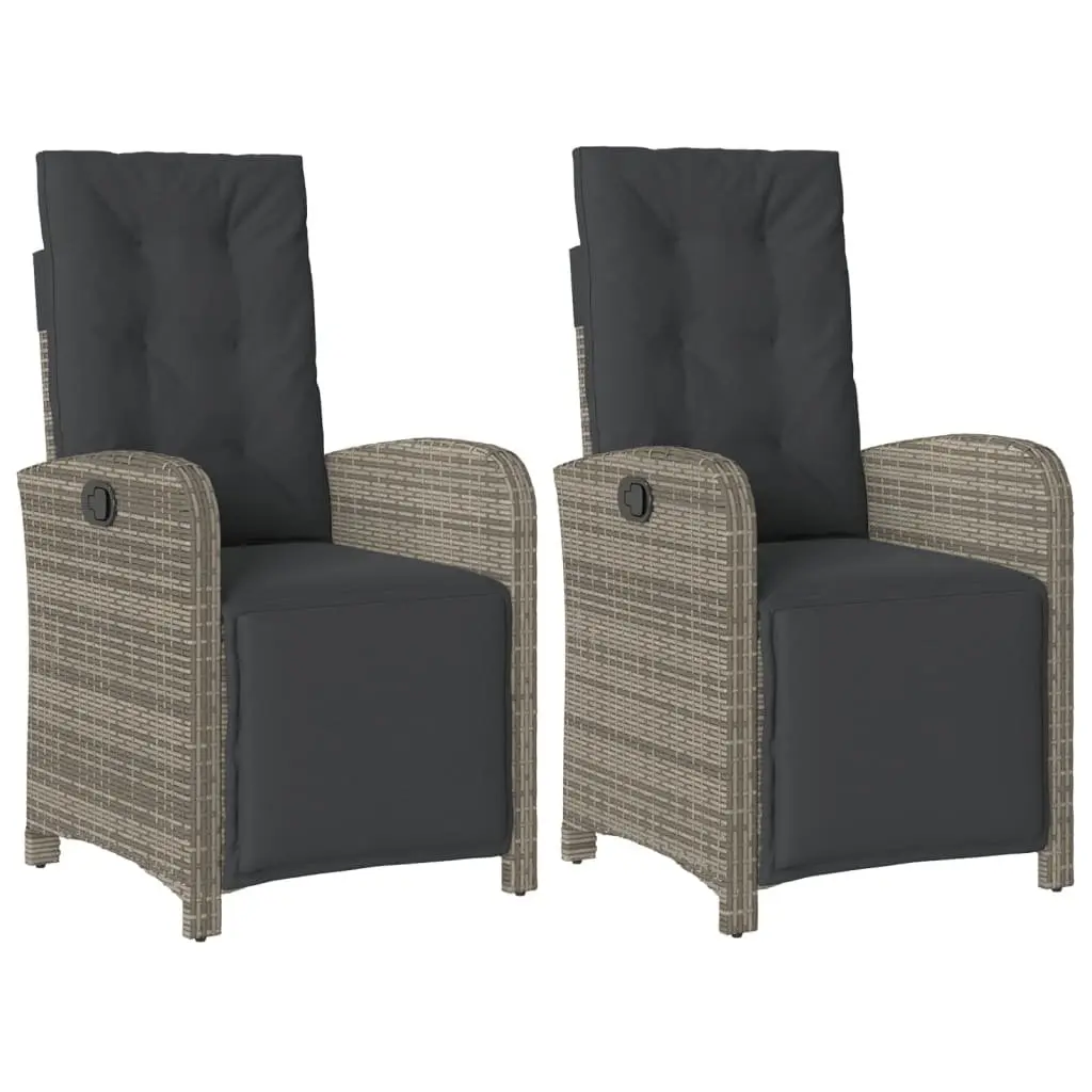 Reclining Outdoor Garden Chairs 2 pcs with Footrest Adjustable Grey